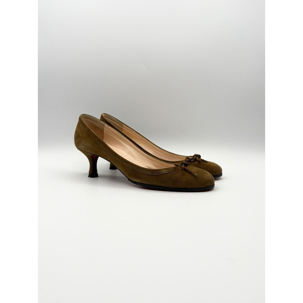 Christian Louboutin Brown Suede Marcia Balla Ballet Kitten Heels Size EU 38